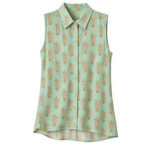 HiT Coastal Cowgirl Zebra Print Sleeveless Top Womens Size S Boho Safari Chic